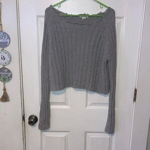 American Eagle Outfitters Off-the-Shoulder Gray Sweater